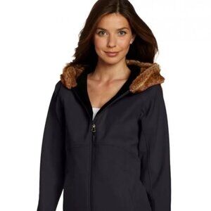 Marmot Women's Furlong Soft-Shell Black Jacket Hooded Fleece-Lined Size Medium